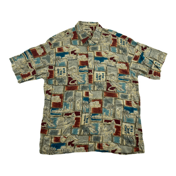 Campia Moda‎ Mens Short Sleeve Hawaiian Button Down Multicolor Shirt Size XL - Picture 1 of 4